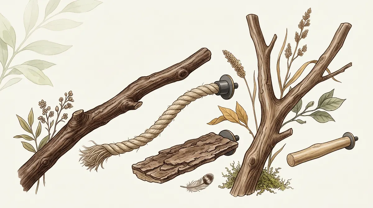 Field-guide study of varied natural branch and rope perch shapes